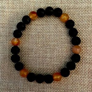 🖤🧡Lava Rock Diffuser Beads with Natural Cornelian 🧡🖤